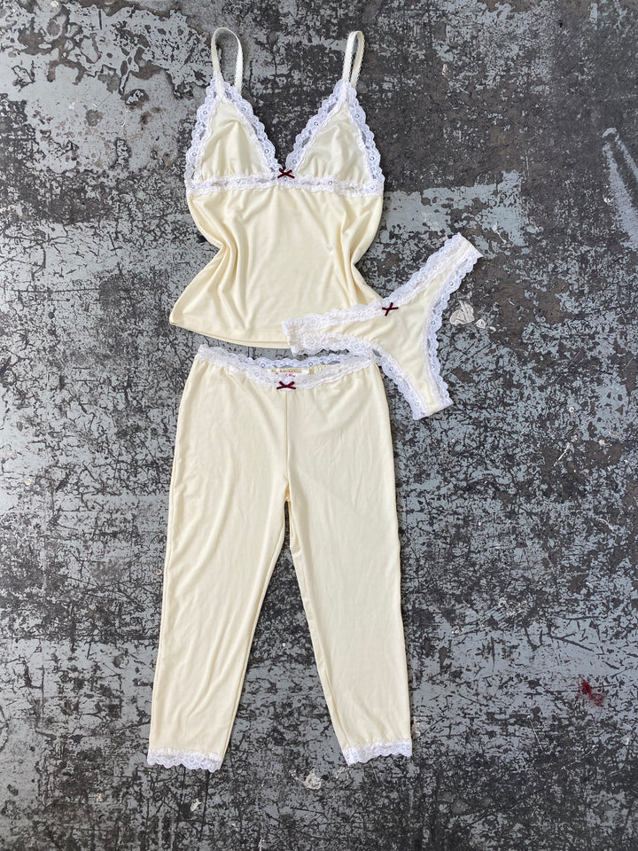 Ensemble débardeur + pantalon + sous-vêtement à pois